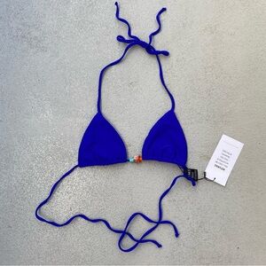 NWT SAME Los Angeles Blue Triangle Bikini Top Size XS